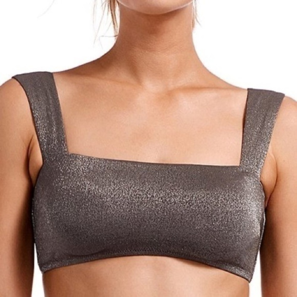 Vitamin A‎ Graphite Gray Metallic Venus Bikini Swim Top Size Small/6 NWT